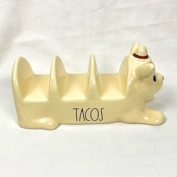 Rae Dunn Chihuahua Taco Holder Yellow Ceramic Dog Pup Puppy Taco Tuesday New - Picture 3 of 7